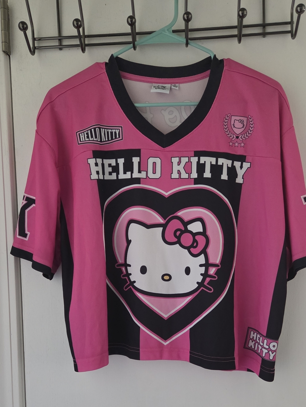 Hello Kitty Pink & Black Heart Graphic Jersey